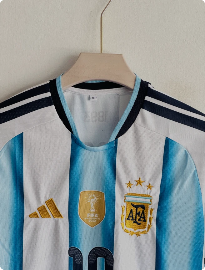 Argentina Home Jersey Embroidery – Messi #10 (Sky Blue & White) 🇦🇷⚽