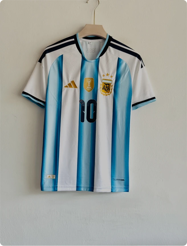 Argentina Home Jersey Embroidery – Messi #10 (Sky Blue & White) 🇦🇷⚽